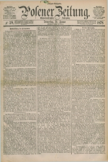 Posener Zeitung. Jg.81 [i.e.85], Nr. 58 (24 Januar 1878) - Morgen=Ausgabe. + dod.