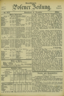 Posener Zeitung. Jg.83 [i.e.87], Nr. 873 (11 Dezember 1880) - Abend=Ausgabe.