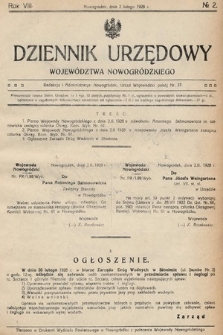 Dziennik Urzędowy Województwa Nowogródzkiego. 1928, nr 2
