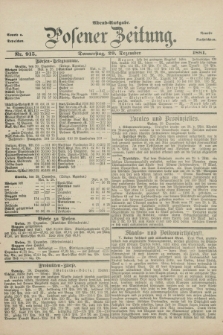 Posener Zeitung. Jg.88, Nr. 915 (29 Dezember 1881) - Abend=Ausgabe.