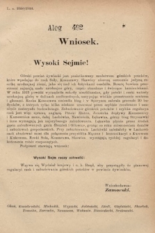 [Kadencja X, sesja I, al. 492] Alegaty do Sprawozdań Stenograficznych Pierwszej Sesyi Dziesiątego Peryodu Sejmu Krajowego Królestwa Galicyi i Lodomeryi z Wielkiem Księstwem Krakowskiem z roku 1913/1914. Alegat 492