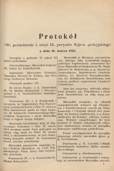 [Kadencja IX, sesja I, pos. 120] Protokoły z I. Sesyi IX. Peryodu Sejmu Krajowego Królestwa Galicyi i Lodomeryi z Wielkiem Księstwem Krakowskiem w r. 1913. T. 5. Protokół 120