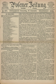 Posener Zeitung. Jg.90, Nr. 678 (27 September 1883) - Morgen=Ausgabe.