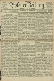 Posener Zeitung. Jg.90, Nr. 819 (21 November 1883) - Morgen=Ausgabe.