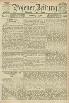 Posener Zeitung. Jg.98, Nr. 370 (1 Juni 1891) - Mittag=Ausgabe.