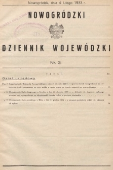 Nowogródzki Dziennik Wojewódzki. 1933, nr 3
