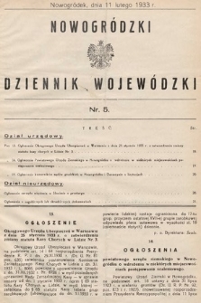 Nowogródzki Dziennik Wojewódzki. 1933, nr 5