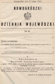 Nowogródzki Dziennik Wojewódzki. 1933, nr 6