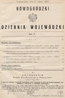 Nowogródzki Dziennik Wojewódzki. 1933, nr 7