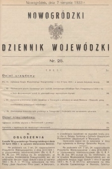 Nowogródzki Dziennik Wojewódzki. 1933, nr 25