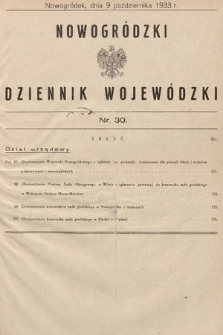 Nowogródzki Dziennik Wojewódzki. 1933, nr 30