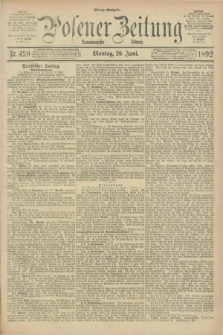 Posener Zeitung. Jg.99, Nr. 420 (20 Juni 1892) - Mittag=Ausgabe.