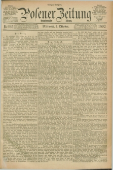 Posener Zeitung. Jg.99, Nr. 695 (5 Oktober 1892) - Morgen=Ausgabe. + dod.