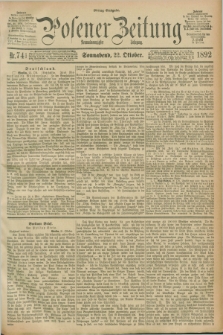 Posener Zeitung. Jg.99, Nr. 741 (22 Oktober 1892) - Mittag=Ausgabe.