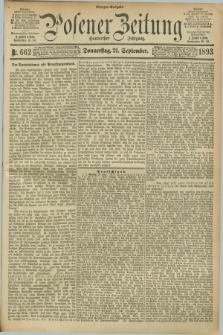 Posener Zeitung. Jg.100, Nr. 662 (21 September 1893) - Morgen=Ausgabe. + dod.