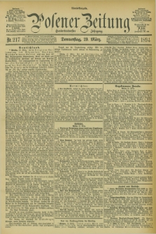 Posener Zeitung. Jg.101, Nr. 217 (29 März 1894) - Abend=Ausgabe.