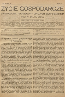 Życie Gospodarcze : dwutygodnik poświęcony sprawom gospodarczym Polski Zachodniej. R. 1 (1922), nr 3