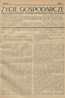 Życie Gospodarcze : dwutygodnik poświęcony sprawom gospodarczym Polski Zachodniej. R. 1 (1922), nr 6