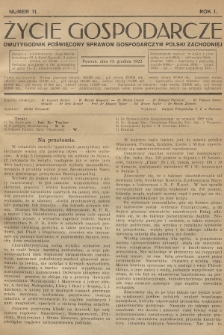 Życie Gospodarcze : dwutygodnik poświęcony sprawom gospodarczym Polski Zachodniej. R. 1 (1922), nr 11