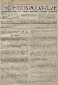 Życie Gospodarcze : dwutygodnik poświęcony sprawom gospodarczym Polski Zachodniej. R. 2 (1923), nr 2
