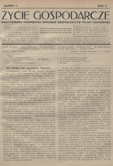 Życie Gospodarcze : dwutygodnik poświęcony sprawom gospodarczym Polski Zachodniej. R. 2 (1923), nr 11