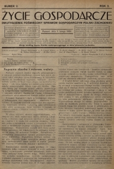 Życie Gospodarcze : dwutygodnik poświęcony sprawom gospodarczym Polski Zachodniej. R. 3 (1924), nr 2