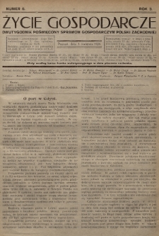 Życie Gospodarcze : dwutygodnik poświęcony sprawom gospodarczym Polski Zachodniej. R. 3 (1924), nr 6