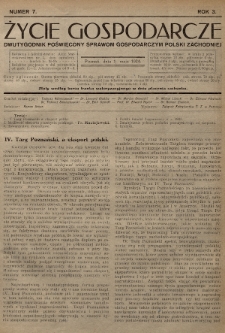 Życie Gospodarcze : dwutygodnik poświęcony sprawom gospodarczym Polski Zachodniej. R. 3 (1924), nr 7