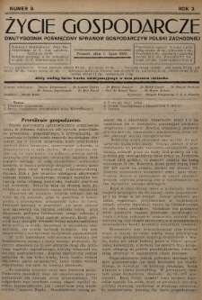 Życie Gospodarcze : dwutygodnik poświęcony sprawom gospodarczym Polski Zachodniej. R. 3 (1924), nr 9