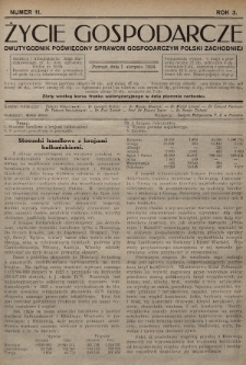 Życie Gospodarcze : dwutygodnik poświęcony sprawom gospodarczym Polski Zachodniej. R. 3 (1924), nr 11