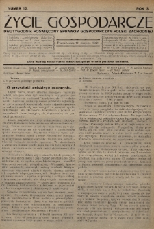 Życie Gospodarcze : dwutygodnik poświęcony sprawom gospodarczym Polski Zachodniej. R. 3 (1924), nr 12