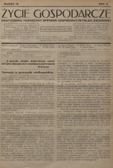 Życie Gospodarcze : dwutygodnik poświęcony sprawom gospodarczym Polski Zachodniej. R. 3 (1924), nr 16