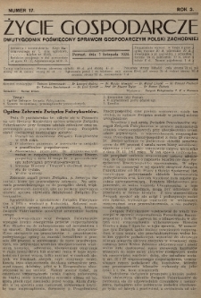 Życie Gospodarcze : dwutygodnik poświęcony sprawom gospodarczym Polski Zachodniej. R. 3 (1924), nr 17