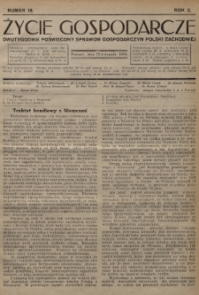 Życie Gospodarcze : dwutygodnik poświęcony sprawom gospodarczym Polski Zachodniej. R. 3 (1924), nr 18