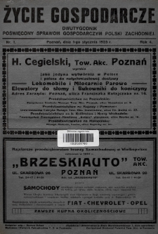 Życie Gospodarcze : dwutygodnik poświęcony sprawom gospodarczym Polski Zachodniej. R. 4 (1925), nr 1