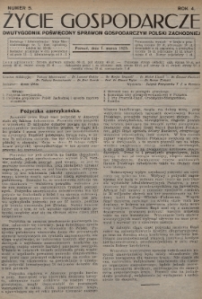 Życie Gospodarcze : dwutygodnik poświęcony sprawom gospodarczym Polski Zachodniej. R. 4 (1925), nr 5