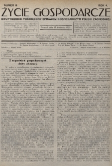 Życie Gospodarcze : dwutygodnik poświęcony sprawom gospodarczym Polski Zachodniej. R. 4 (1925), nr 8