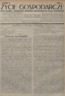 Życie Gospodarcze : dwutygodnik poświęcony sprawom gospodarczym Polski Zachodniej. R. 4 (1925), nr 9