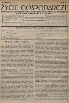 Życie Gospodarcze : dwutygodnik poświęcony sprawom gospodarczym Polski Zachodniej : organ Związku Fabrykantów, T. Z. w Poznaniu. R. 4 (1925), nr 24