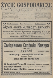 Życie Gospodarcze : dwutygodnik poświęcony sprawom gospodarczym Polski Zachodniej : organ Związku Fabrykantów T. Z. w Poznaniu. R. 6 (1927), nr 16