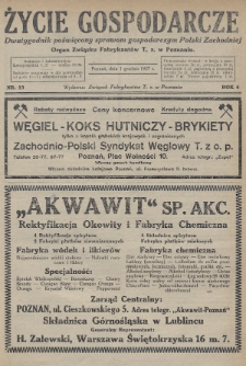 Życie Gospodarcze : dwutygodnik poświęcony sprawom gospodarczym Polski Zachodniej : organ Związku Fabrykantów T. Z. w Poznaniu. R. 6 (1927), nr 23