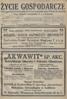 Życie Gospodarcze : dwutygodnik poświęcony sprawom gospodarczym Polski Zachodniej : organ Związku Fabrykantów T. Z. w Poznaniu. R. 7 (1928), nr 2