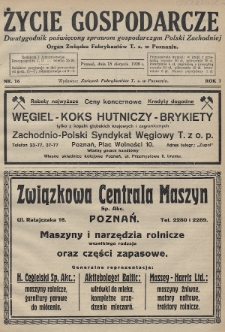 Życie Gospodarcze : dwutygodnik poświęcony sprawom gospodarczym Polski Zachodniej : organ Związku Fabrykantów T. Z. w Poznaniu. R. 7 (1928), nr 16