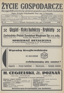 Życie Gospodarcze : dwutygodnik poświęcony sprawom gospodarczym Polski Zachodniej : organ Związku Fabrykantów Tow. zap. w Poznaniu. R. 12 (1933), nr 16