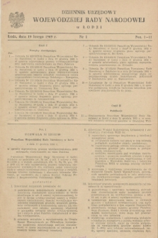 Dziennik Urzędowy Wojewódzkiej Rady Narodowej w Łodzi. 1969, nr 1 (19 lutego)