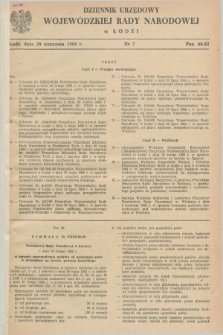 Dziennik Urzędowy Wojewódzkiej Rady Narodowej w Łodzi. 1969, nr 7 (29 września)
