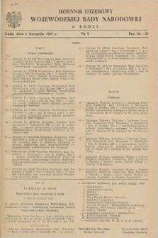 Dziennik Urzędowy Wojewódzkiej Rady Narodowej w Łodzi. 1969, nr 9 (6 listopada)