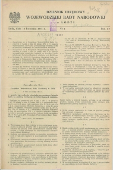 Dziennik Urzędowy Wojewódzkiej Rady Narodowej w Łodzi. 1971, nr 1 (14 kwietnia)