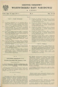 Dziennik Urzędowy Wojewódzkiej Rady Narodowej w Łodzi. 1971, nr 5 (22 maja)