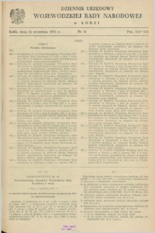 Dziennik Urzędowy Wojewódzkiej Rady Narodowej w Łodzi. 1971, nr 11 (22 września)